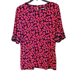 Karl Lagerfeld Paris Women's Heart Eiffel Tower Roll-Blouse Bell Sleeves Size XS
